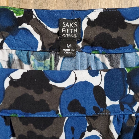 Saks Fifth Ave Blue Brown Pattern Dress - Picture 4 of 14